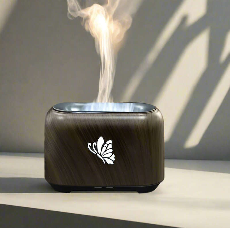 Wood Grain Humidifier, Flame Diffuser Humidifier Relieve Fatigue 150ml Silent Operation for Bedro...