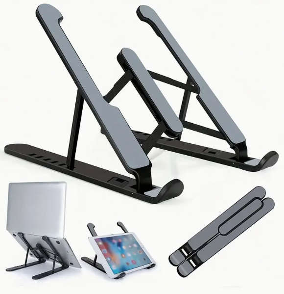 Portable Folding Laptop Stand, ABS Plastic- 6-Angle Adjustable Notebook Holder, Ergonomic for Tab...