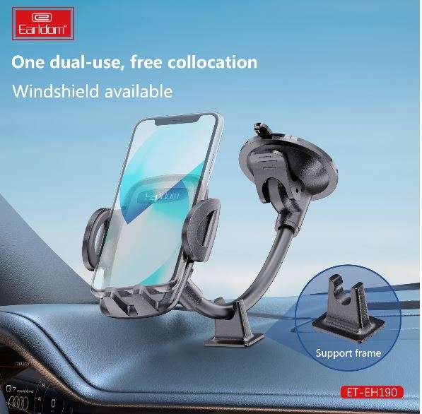 Dual Use Suction Cup With Air Outlet Cellphone Holder- Black