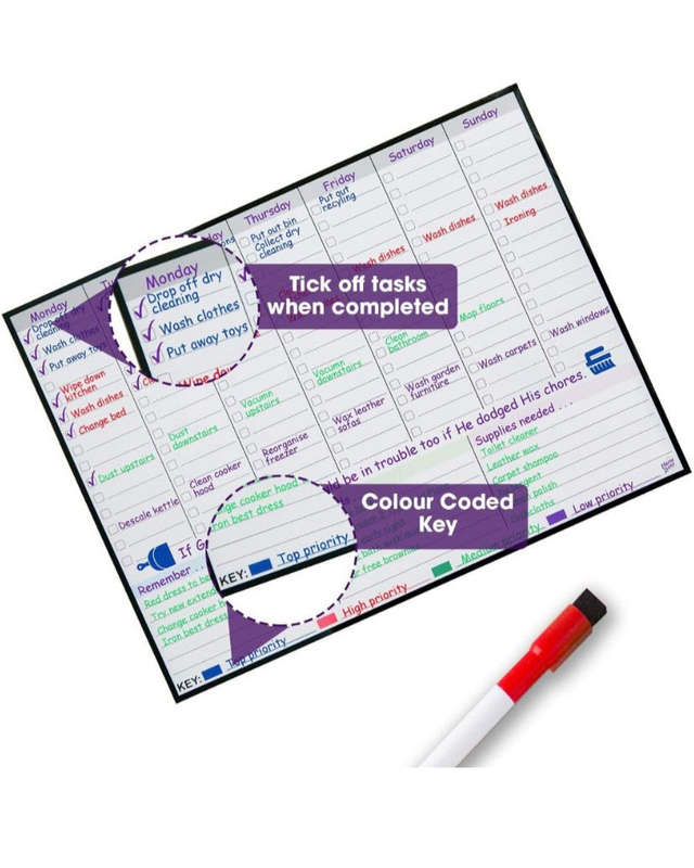 Maisonware Magnetic Weekly Planner Fridge Whiteboard