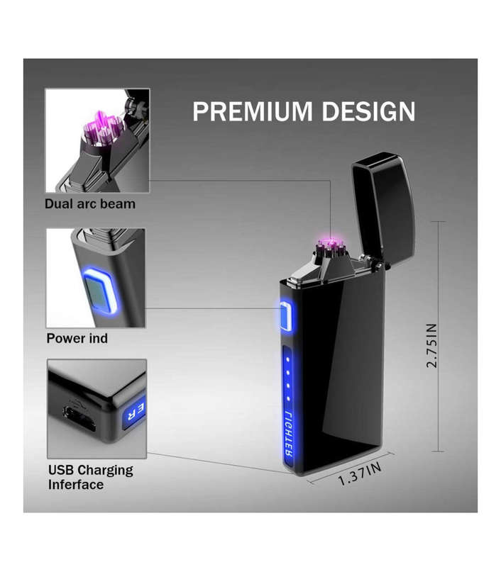 Maisonware Double Arc Plasma Electric Flameless USB Windproof Lighter