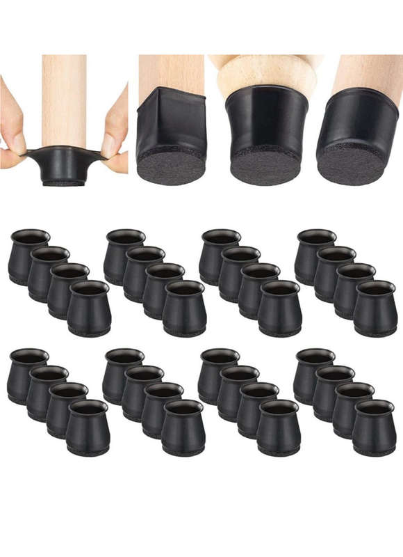Maisonware Black Silicone Chair Tip Floor Protectors  32 Pieces