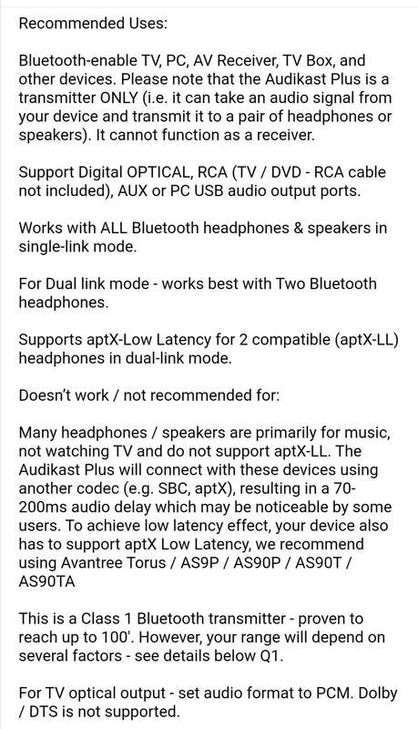 Audikast Plus Wireless Bluetooth Audio Transmitter