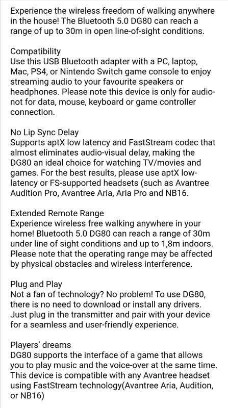 DG80 Bluetooth USB Audio Transmitter (External)