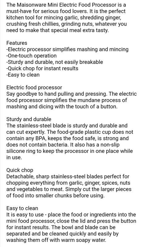 250ml Food Processor