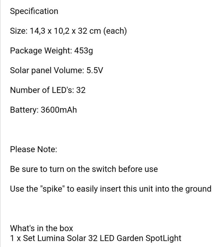 Solar 32 LED Outdoor Garden Spot Lights