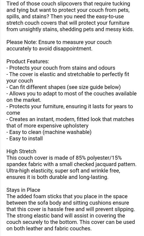 Couch Cover (235-300cm)