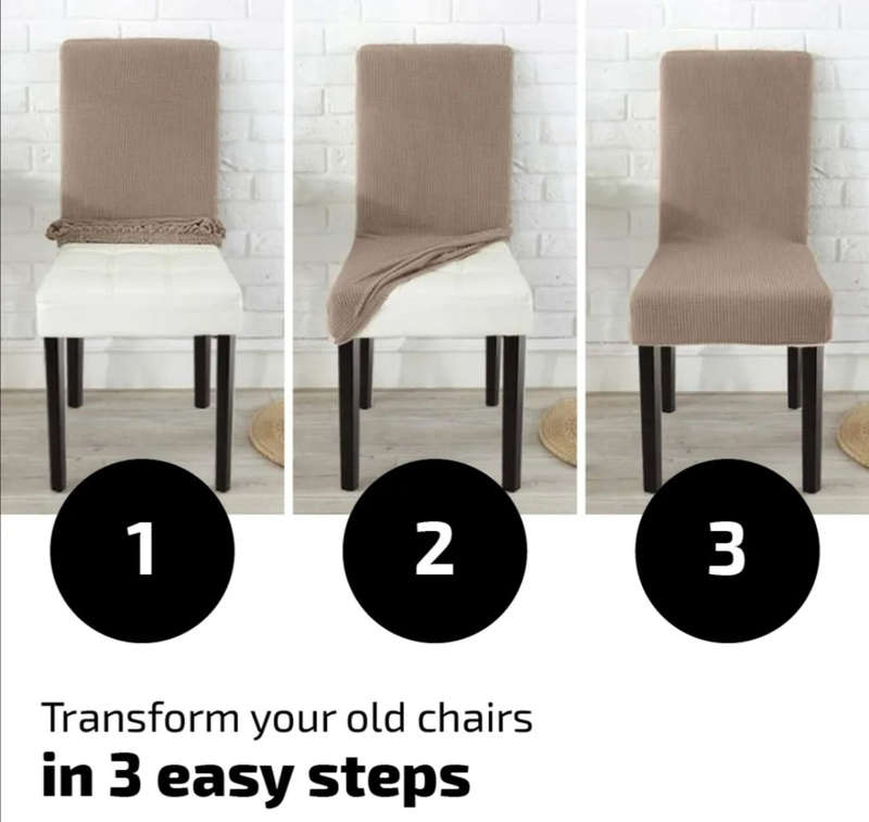 Fabric Chair Covers (Set Of 6) (Colour-GREY) Image for reference only