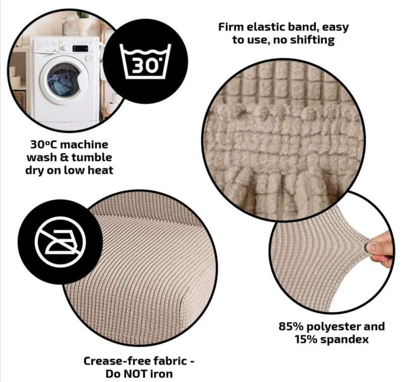 Fabric Chair Covers (Set Of 6) (Colour-GREY) Image for reference only