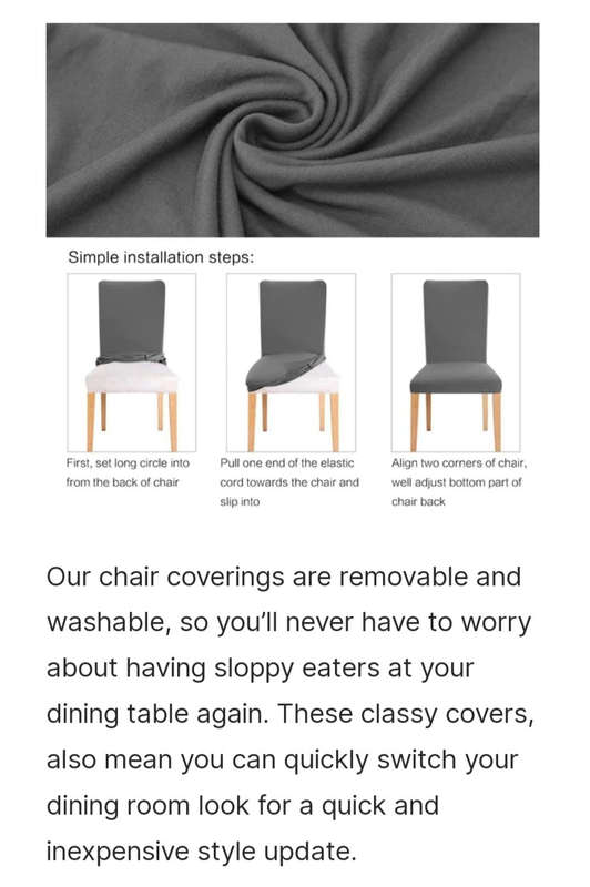 Fabric Chair Covers (Set Of 6) (Colour-GREY) Image for reference only