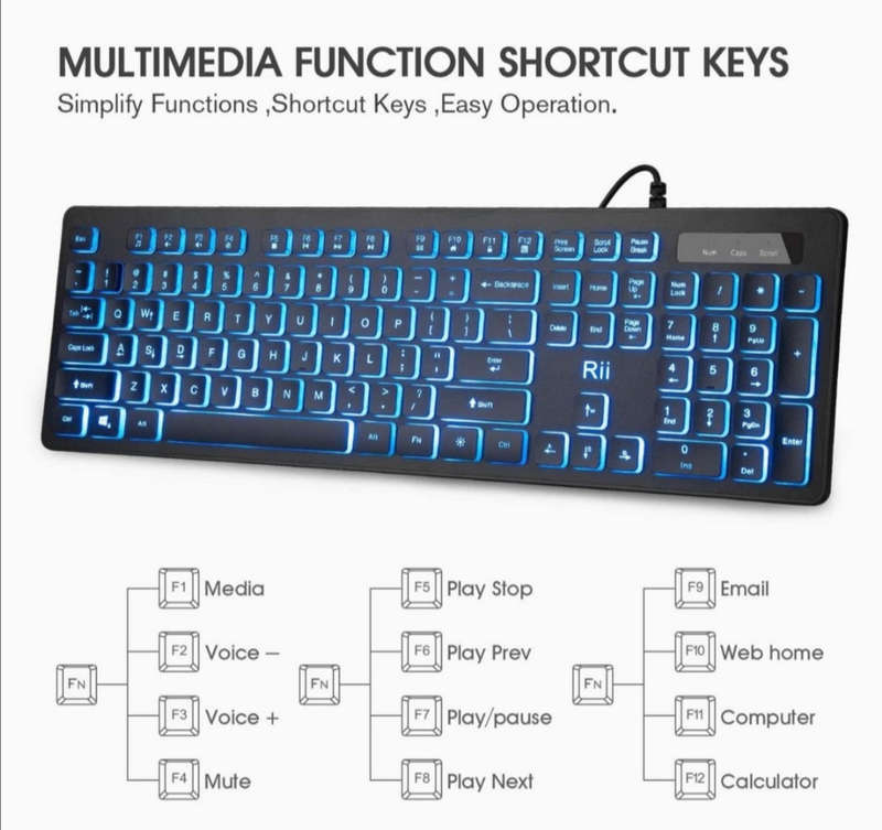 Colourful Backlit Keyboard With Mouse