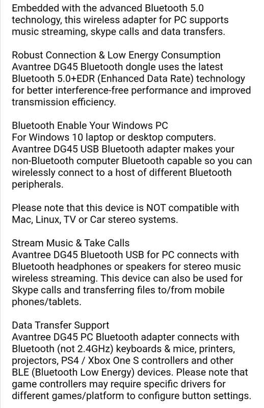 DG45 Bluetooth 5.0 USB Adapter