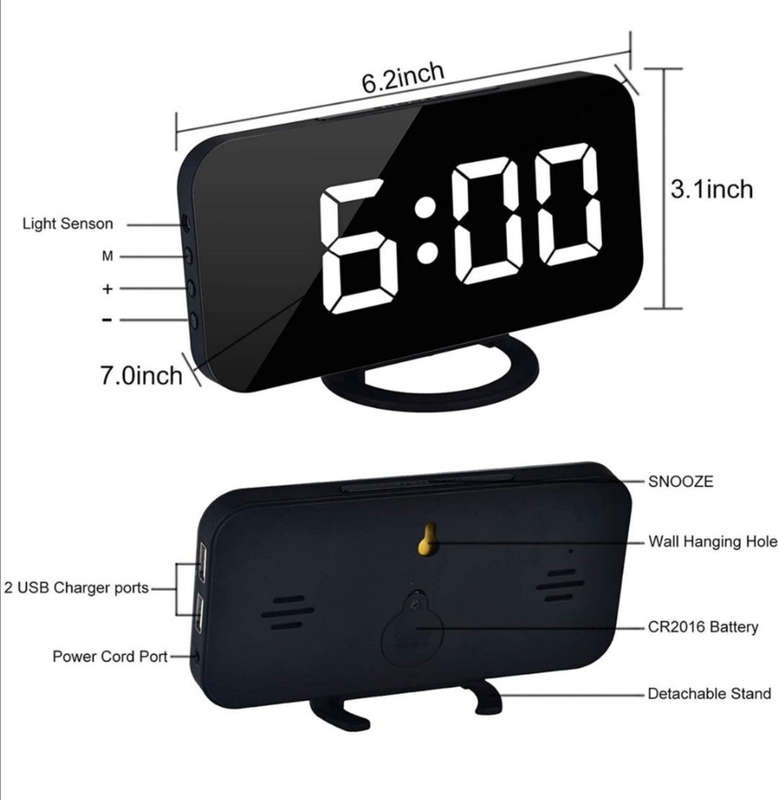 7'' LED Electronic Mirror Alarm Clock (Slight Scratches-Open Box Unit) Price marked down