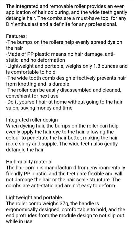 Hair Dye Comb With Integrated Removable Roller (Set Of 3)
