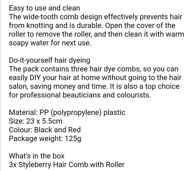 Hair Dye Comb With Integrated Removable Roller (Set Of 3)