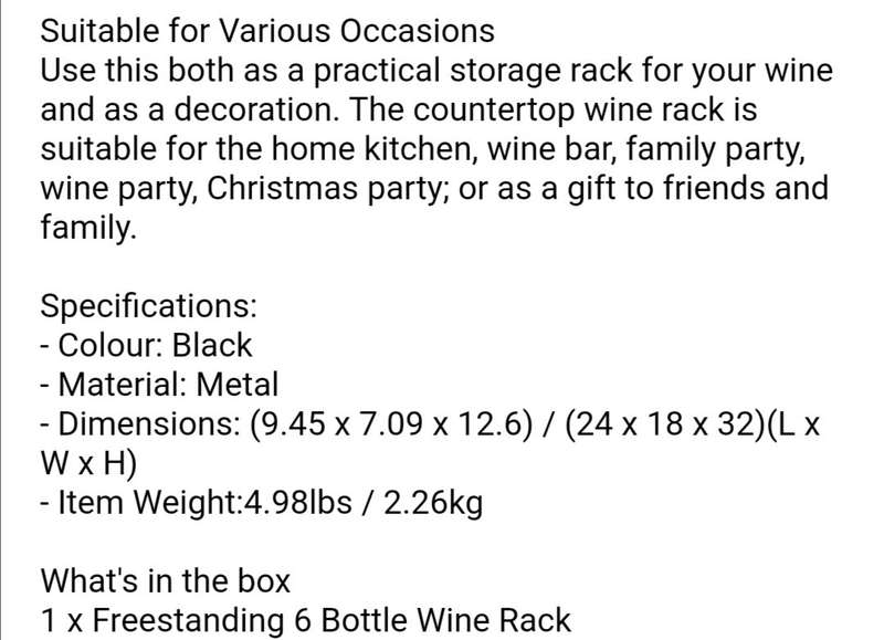Rustic Wood Countertop Wine Rack For 6 Bottles