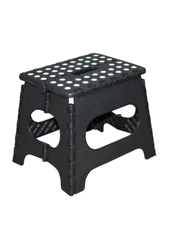 Folding Plastic Step Ladder Stool - Black 20Cm Height