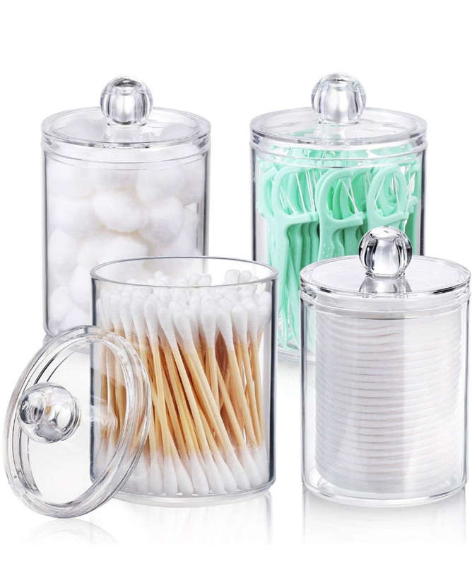 Maisonware Bathroom Accessory Qtip Jars- 4 Pack