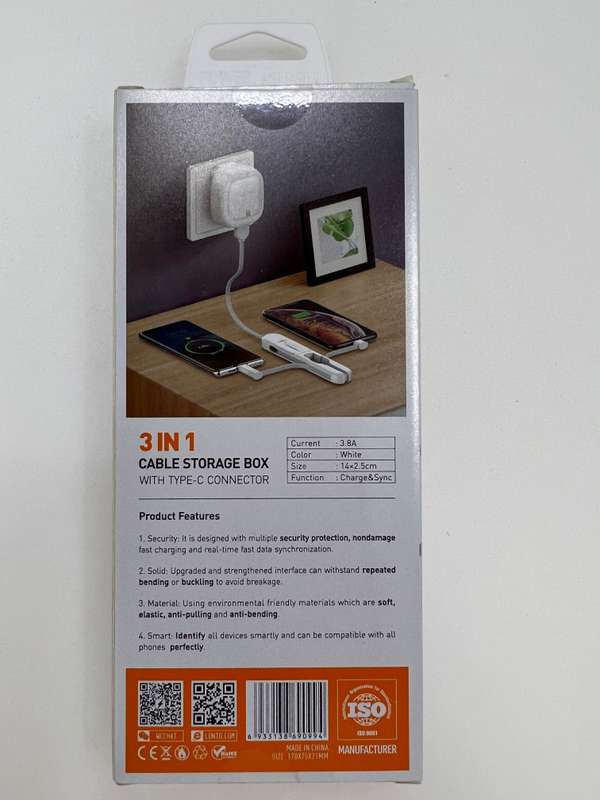 3 In 1 Cable Storage 3.8A Fast Charge Cable