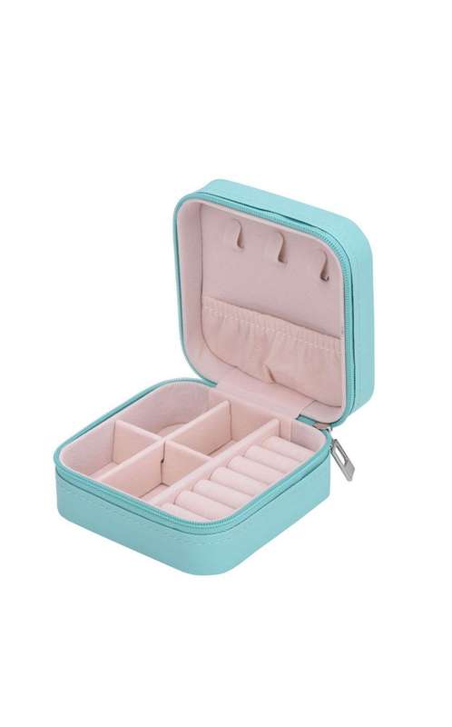 Faux Leather Double Layer Jewelry Organiser/Aqua