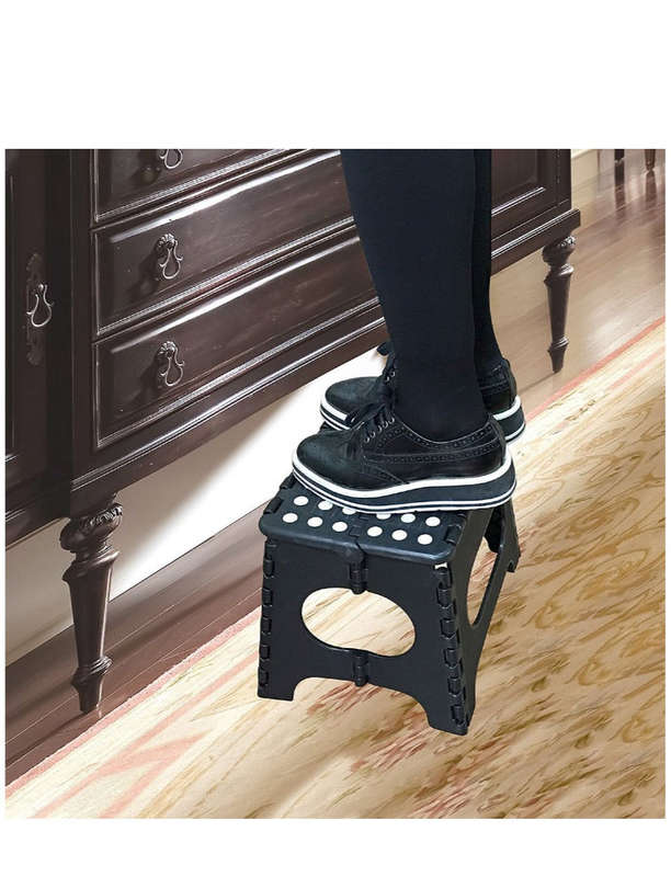 Folding Plastic Step Ladder Stool - Black 20Cm Height