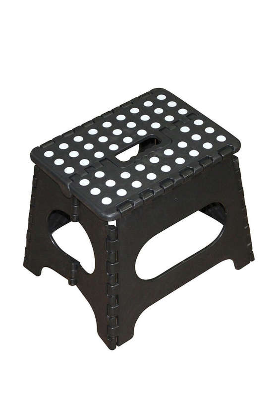 Folding Plastic Step Ladder Stool - Black 20Cm Height