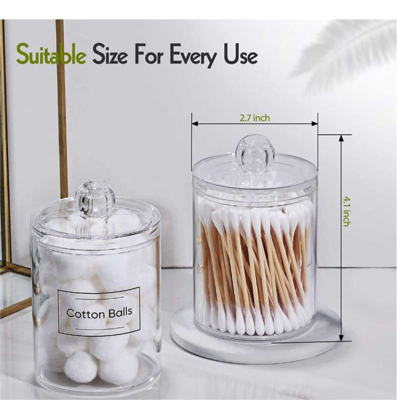 Maisonware Bathroom Accessory Qtip Jars- 4 Pack