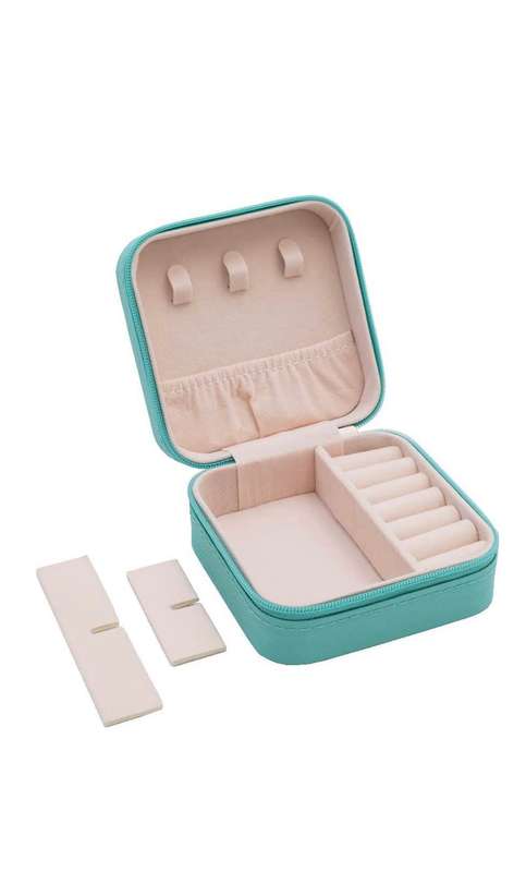 Faux Leather Double Layer Jewelry Organiser/Aqua