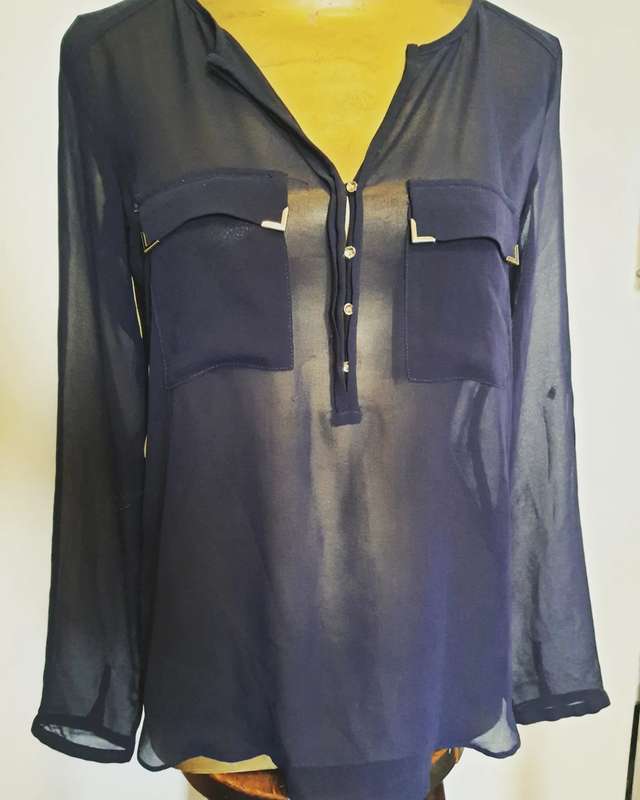 Sheer blouse - S / Navy / Zara