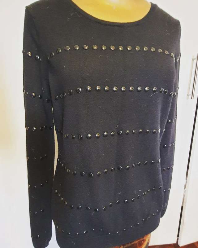 Wool & cotton jersey with stud detail - S / Black / Witchery