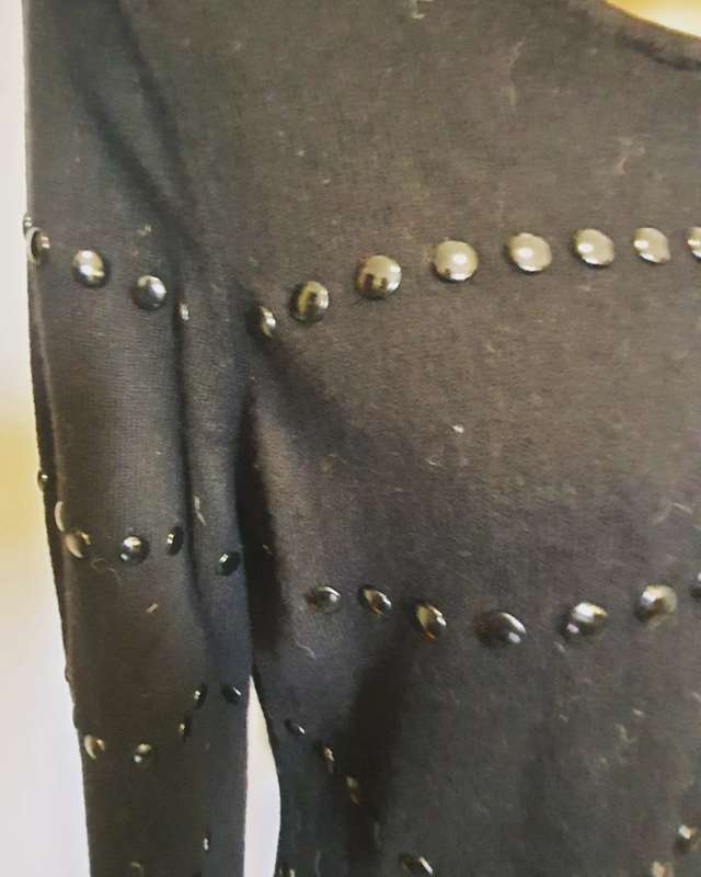 Wool & cotton jersey with stud detail - S / Black / Witchery