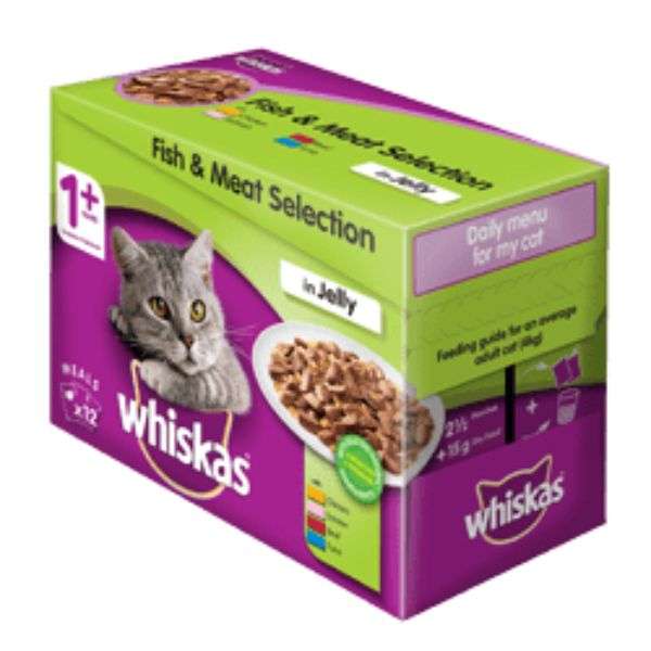 Whiskas Adult Wet Cat Food Pouches | Fish & Meat Selection In Jelly | 12 x 85g
