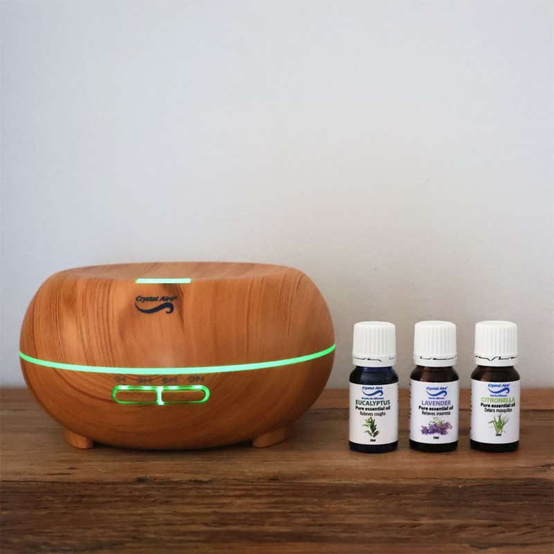 Crystal Aire Bean LED Ultrasonic Aroma Diffuser 300ml- Light Wood