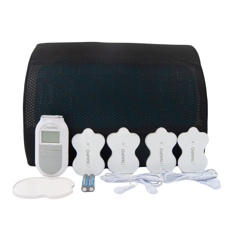 Naipo TENS Pulse Massager & Memory Foam Lower Back Cushion with Cooling Gel Bundle