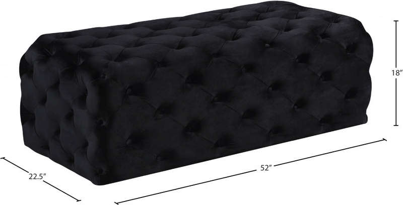 Clark Rec Velvet Upholstered Ottoman Bench