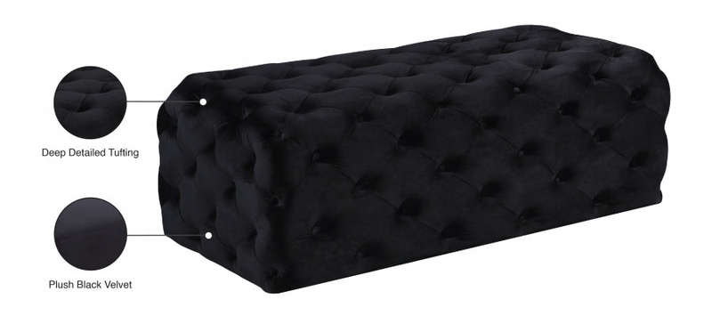 Clark Rec Velvet Upholstered Ottoman Bench