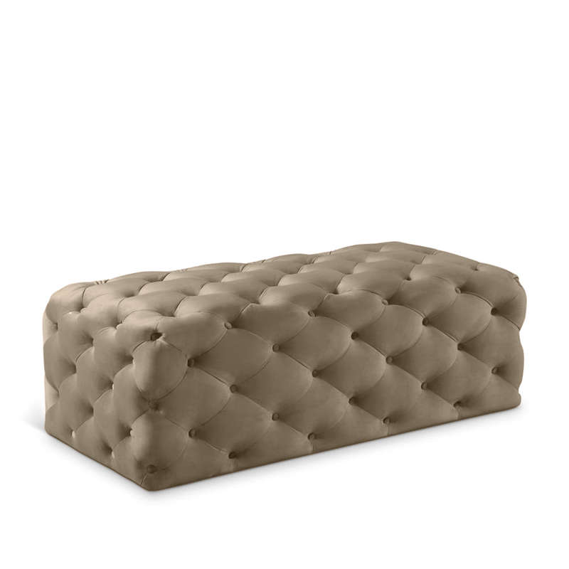 Clark Rec Velvet Upholstered Ottoman Bench