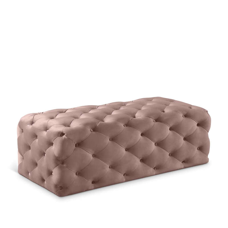 Clark Rec Velvet Upholstered Ottoman Bench