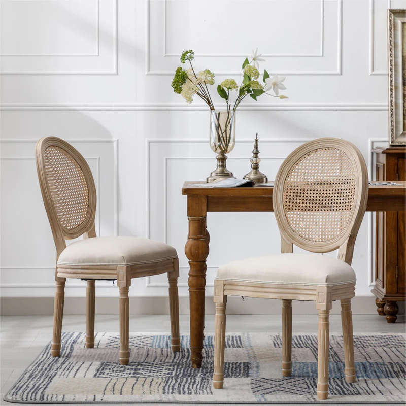 Rattan French Style Dining Chair  Set of 2