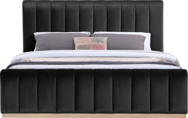 Denia Velvet Upholstered Sleigh Bed