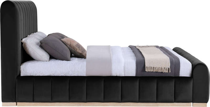 Denia Velvet Upholstered Sleigh Bed