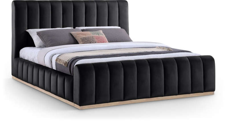 Denia Velvet Upholstered Sleigh Bed