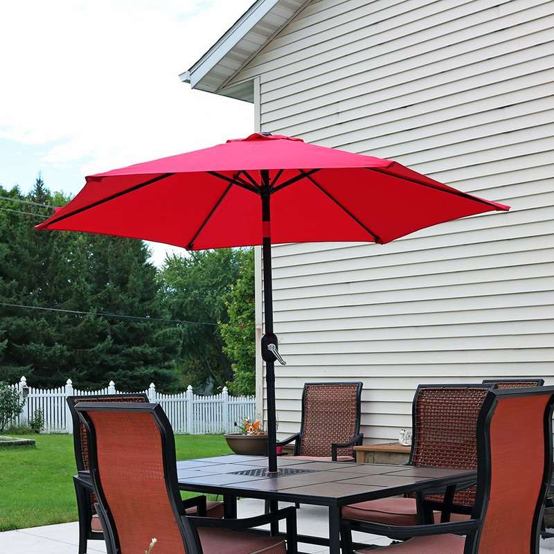 Nola Solar LED Patio Umbrella  Red