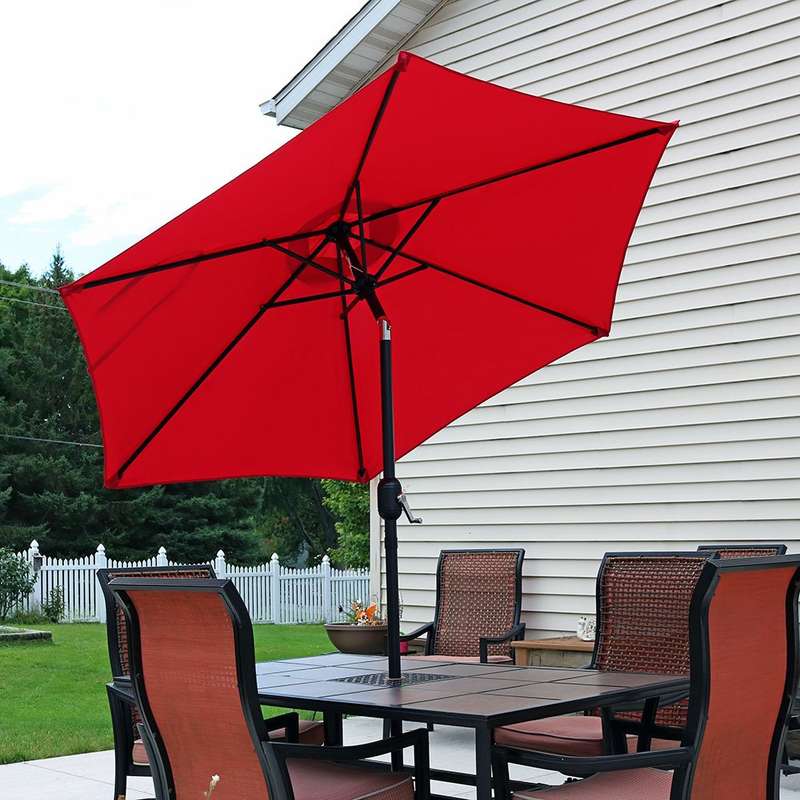 Nola Solar LED Patio Umbrella  Red