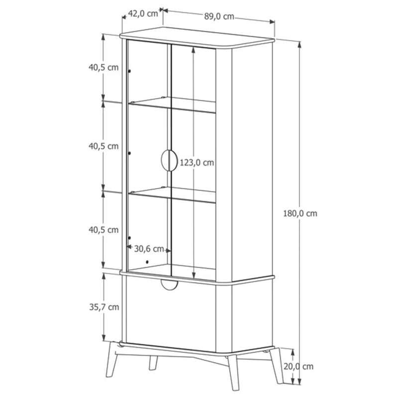 Buriti Glass Cabinet With Solid Wood Legs