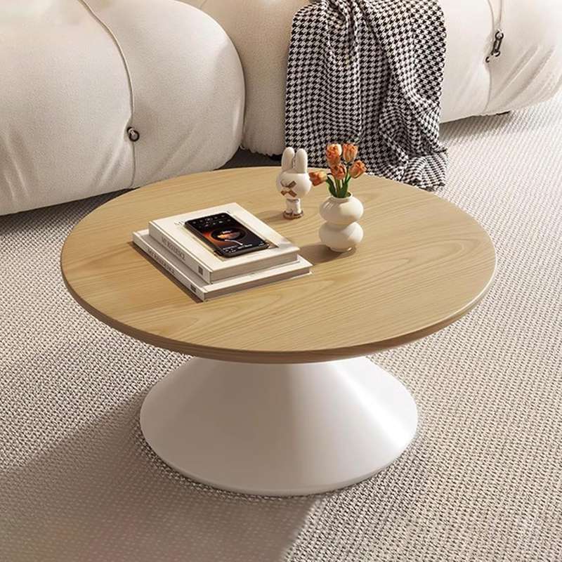 Deora Wood Round Coffee Table with Metal Legs