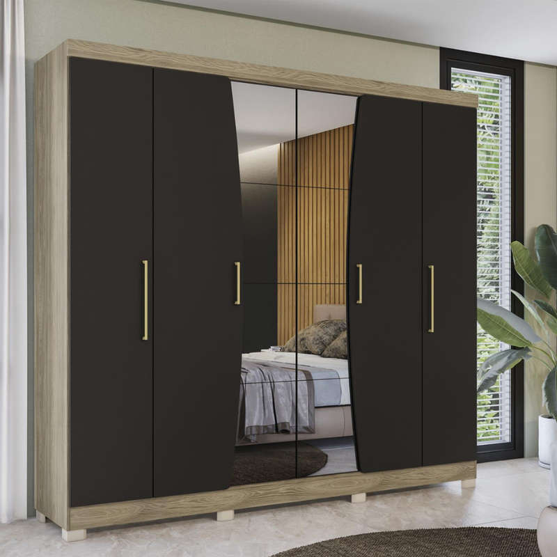 Fabiana 6 Door Wardrobe With Mirror
