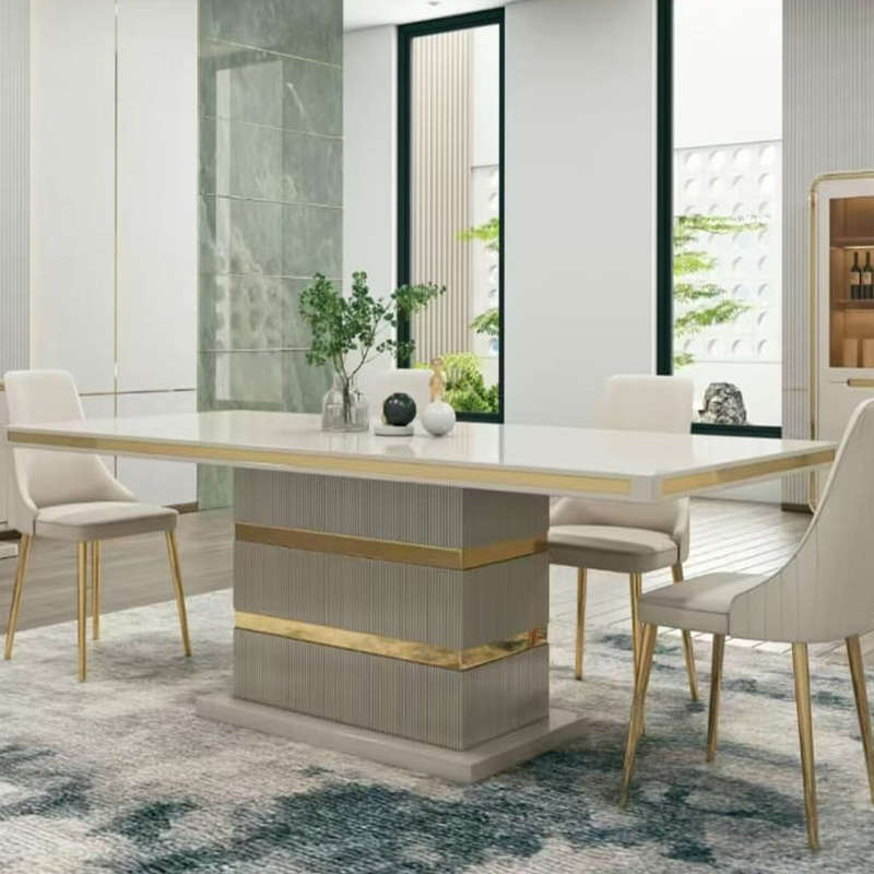 Kova Dining Table Beige /Gold