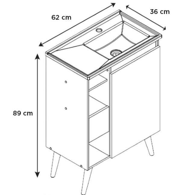 Lotus Bathroom Vanity Freestanding -60cm