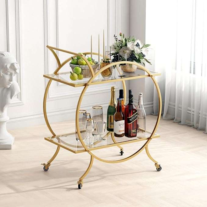 Mazena  2 Mirrored Serving Trolley/Cart